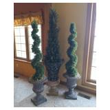 3 Faux Topiaries in Planters