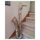 Vintage Silver-Plated Bass Saxophone