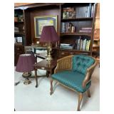 Armchair, Lamps, End Table, Wall Mirror