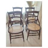 4 Cane Chairs with Wood Frames
