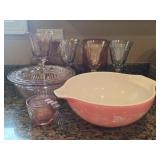 Pyrex Pink Gooseberry, Blenko Water Pitcher