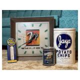 7up Corded Clock, Advertising Tins
