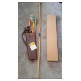 Bow, Arrows, Leather Quiver