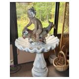 Stone Water Fountain (No Pump) On Stone Bird Bath