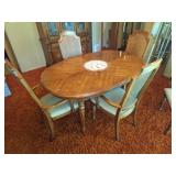 American Drew Table, Chairs and Matching Hutch