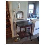 Furniture, Desk, Lamp, Storage Containers