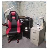 Gaming Chair, Desk, File Cabinet