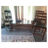 Coffee Table, Rug, Stands, Bar Stools