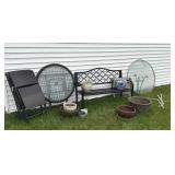 Bench, Patio Tables, Folding Chairs, Planters