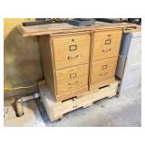 2 Wood File Cabinets, Books, Wheeled Base