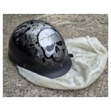 HCI Silver Boneyard Motorcycle Half Helmet