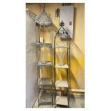 Two Metal Display Stands, Vases, Arcoroc Glass