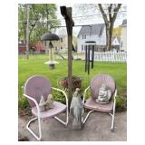 Retro Style Patio Chairs, Fire Pit, Yard Decor