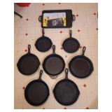 8 Cast Iron Pans: Griswold, Lodge
