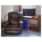 Onn 32 Inch TV, Recliner, Console Table, Movies