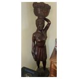 Hand Carved Wood Haitian Woman Statue