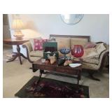 Hekman Coffee Table, Table Lamp, Parlor Sofa