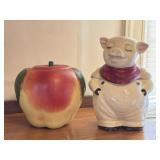 Vintage Blushing Apple & Pig Cookie Jars