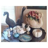 10 Pieces of Czech Pottery, Metal Geese