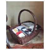 Parlor Table, Magazine Rack, Books, Basket