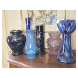 6 Czech Glass Vases