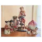 Asian Decor: Vase, Sculptures, Lidded Urn