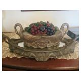 Czech Lamp: Glass Fruit with Metal Basket and Tray