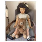 Vintage Doll and Applause Teddy Bear