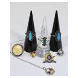 Sterling Silver & Turquoise Rings & Masonic Items