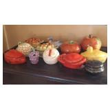 12 PIeces of Czech Pottery: Lidded Dishes