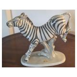 Royal Dux Kicking Zebra Sculpture