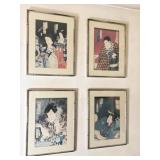 4 Framed Japanese Ukiyo-E Woodblock Prints