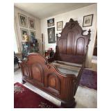 Large Antique Eastlake Style Wood Bed
