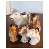 5 Czech Pottery Cow Creamers