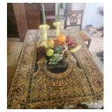 3 pieces of Czech Pottery, Table Cloth, Faux Fruit