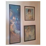 12 Pieces of Framed Art: Nouveau/Art Deco Style