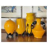 4 Czech Art Glass Pieces