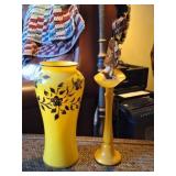 2 Pieces of Czech Glass: Vase, Jack In The Pulpit