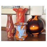 4 Czech Glass Vases