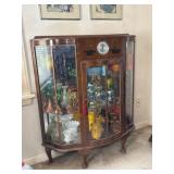Vintage Curved Glass Curio Cabinet
