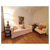 Henredon Sofa, Chair, Craddock Side Table, Decor