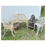 Wrought Iron Garden Set, Fountain, Terracotta Frog