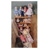 Dolls: American Girl, Porcelain & Shelf