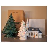 Lighted Ceramic Trees, Lighted Ceramic Church