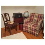 Globe on Stand, Chairs, Area Rug
