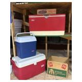 Vintage Coleman Cooler, 7 Up Wax Coated Box