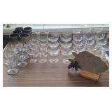 Vintage Metal Folding Table, Stemware, Tupperware
