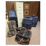 3 Metal Filing Cabinets, Luggage