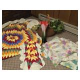 Murano-Style Vase, Quilt Tops, Faux Greenery