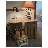 2 Oak Side Tables, Lamps, Jewelry Box